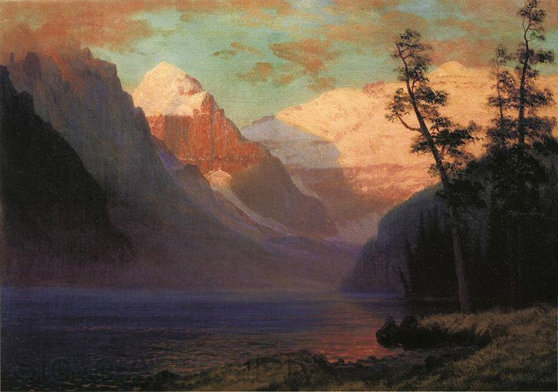Albert Bierstadt Evening Glow at Lake Louise, Rocky Mountains, Canada Germany oil painting art